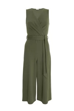 Khaki Wrap Culotte Jumpsuit