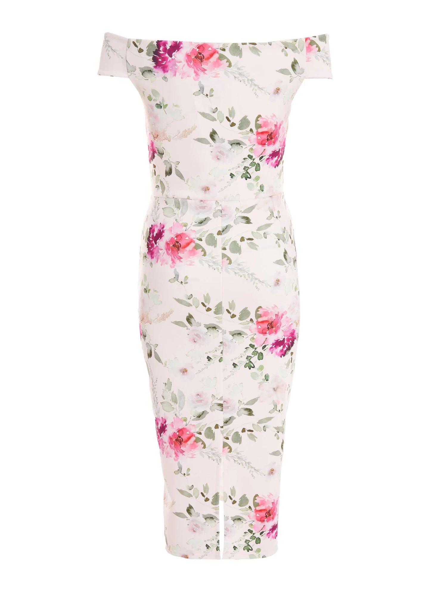 Light Pink Floral Bardot Midi Dress 5 Light Pink Floral Bardot Midi Dress - Image 5