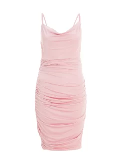 Pink Ruched Bodycon Mini Dress