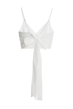 Cream Chiffon Dobby Tie Back Crop Top -Women Clothing Sale 00100038121 ZB scaled