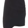 Black Ruched Wrap Mini Skirt