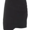 Black Ruched Wrap Mini Skirt
