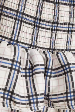 White Check Print Ruched Frill Mini Skirt -Women Clothing Sale 00100038133 ZS scaled