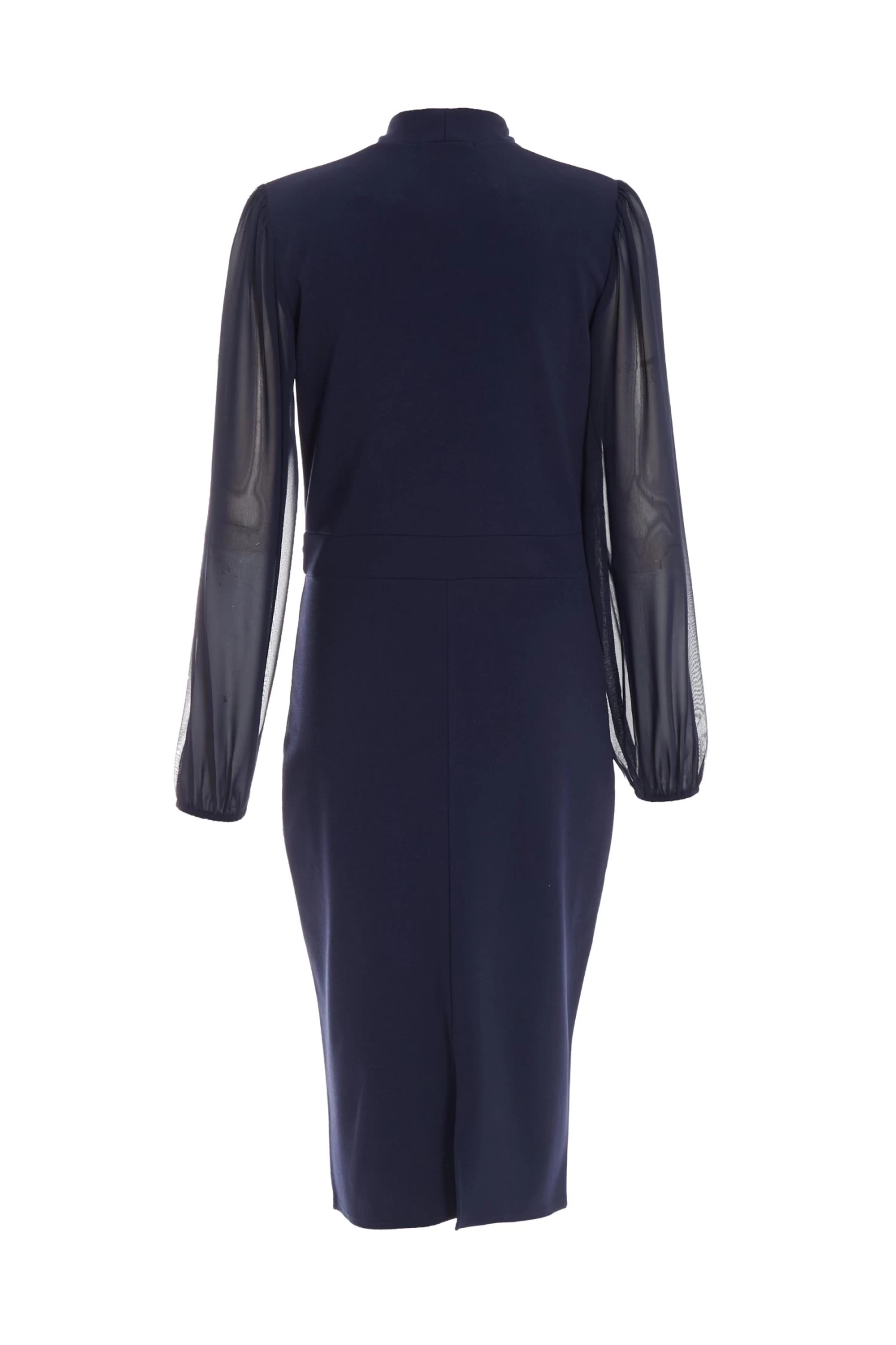 Navy Chiffon Sleeve Buckle Midi Dress 5 Navy Chiffon Sleeve Buckle Midi Dress - Image 5