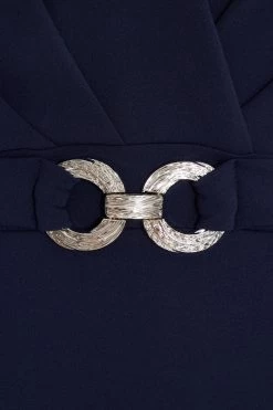 Navy Chiffon Sleeve Buckle Midi Dress 11 Navy Chiffon Sleeve Buckle Midi Dress -Women Clothing Sale 00100038135 ZS