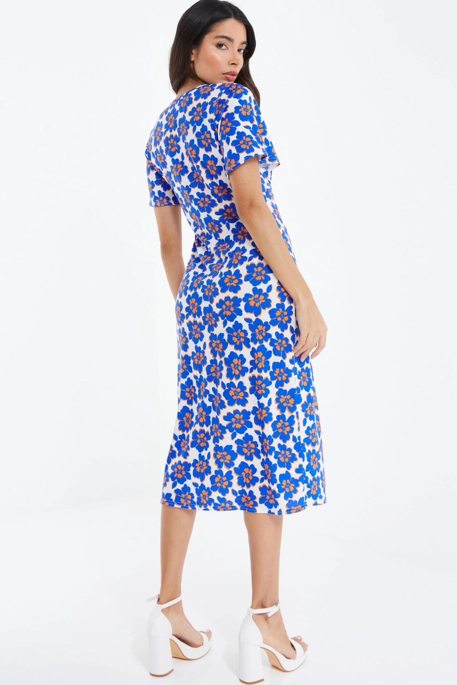Royal Blue Floral Midi Dress 3 Royal Blue Floral Midi Dress - Image 3
