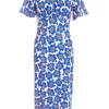 Royal Blue Floral Midi Dress
