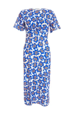 Royal Blue Floral Midi Dress
