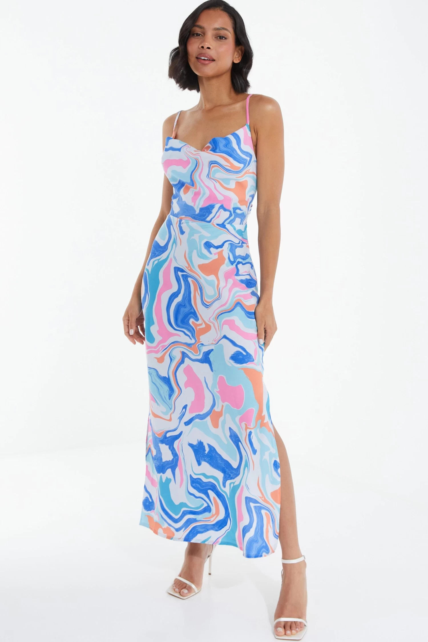 Multicolored Marble Print Midaxi Dress 2 Multicolored Marble Print Midaxi Dress - Image 2