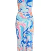 Multicolored Marble Print Midaxi Dress