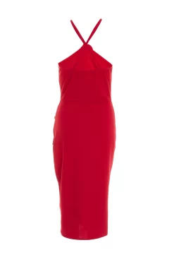 Red Flower Ruched Midi Dress 10 Red Flower Ruched Midi Dress -Women Clothing Sale 00100038207 ZB scaled