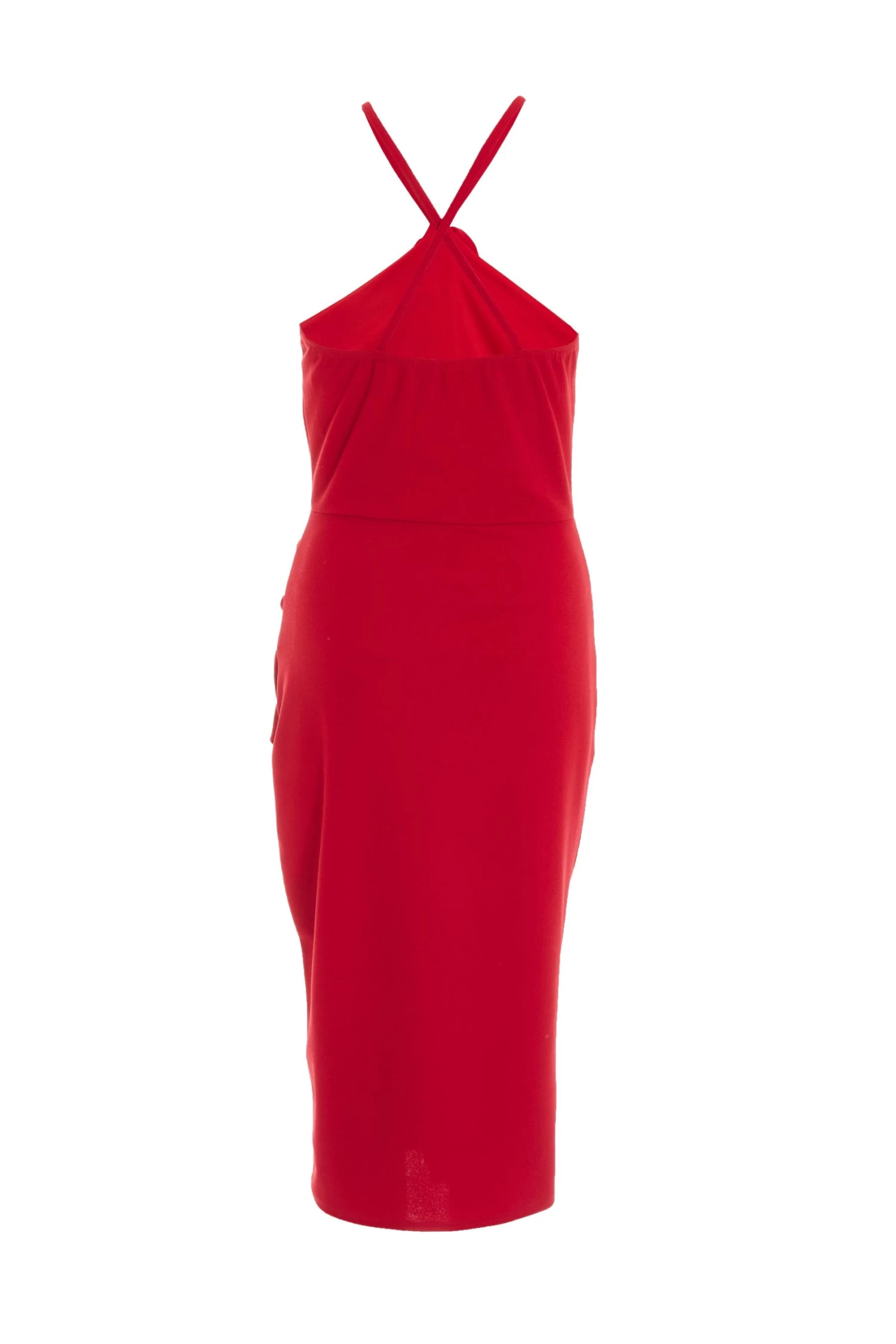 Red Flower Ruched Midi Dress 5 Red Flower Ruched Midi Dress - Image 5