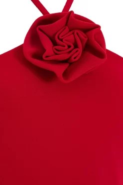 Red Flower Ruched Midi Dress 11 Red Flower Ruched Midi Dress -Women Clothing Sale 00100038207 ZS scaled