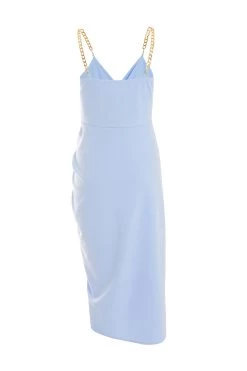 Blue Chain Ruched Midi Dress 10 Blue Chain Ruched Midi Dress -Women Clothing Sale 00100038212 ZB