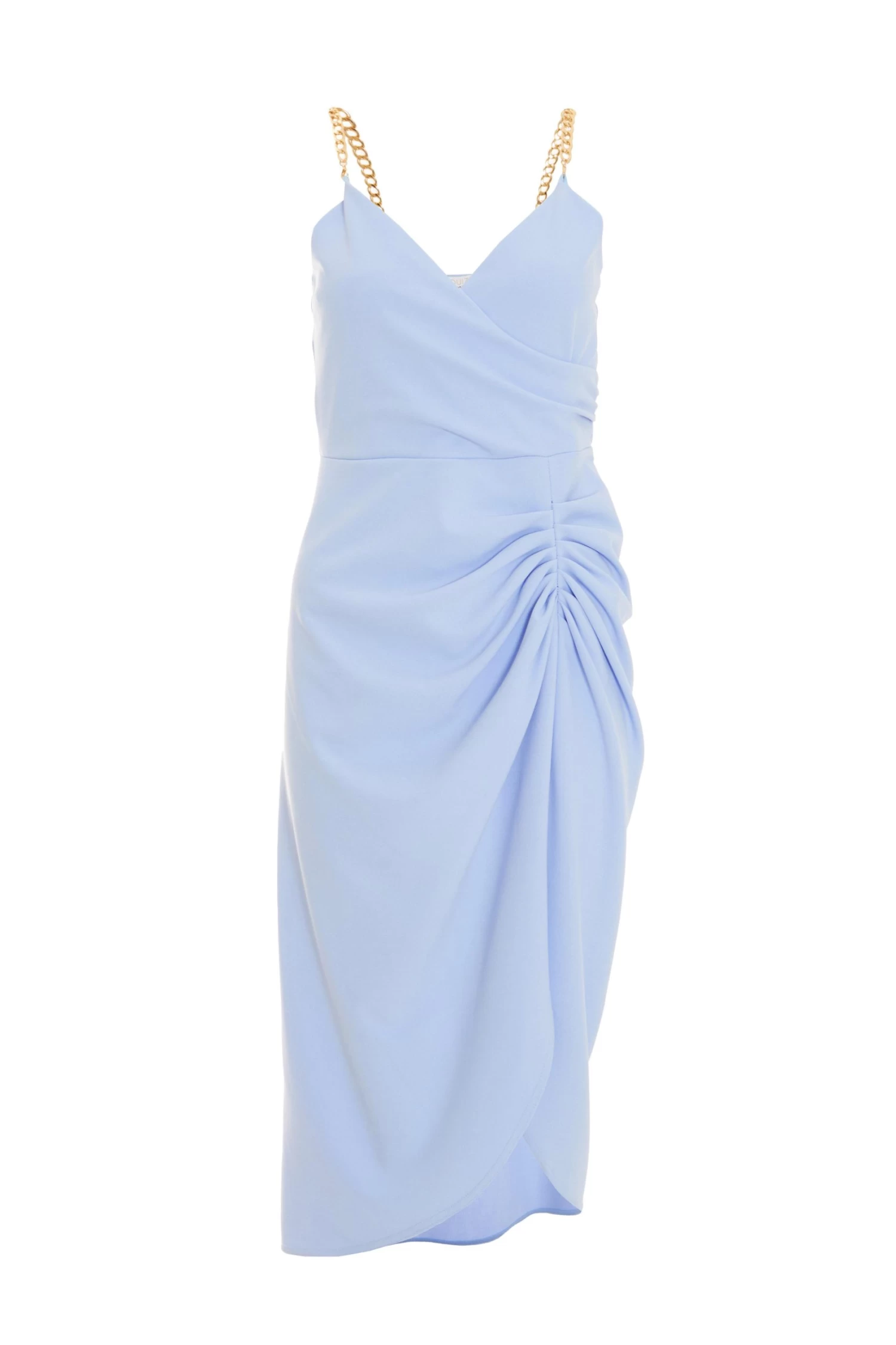 Blue Chain Ruched Midi Dress 1 Blue Chain Ruched Midi Dress