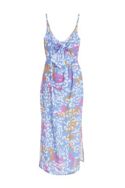 Blue Animal Print Split Midaxi Dress -Women Clothing Sale 00100038228 ZB