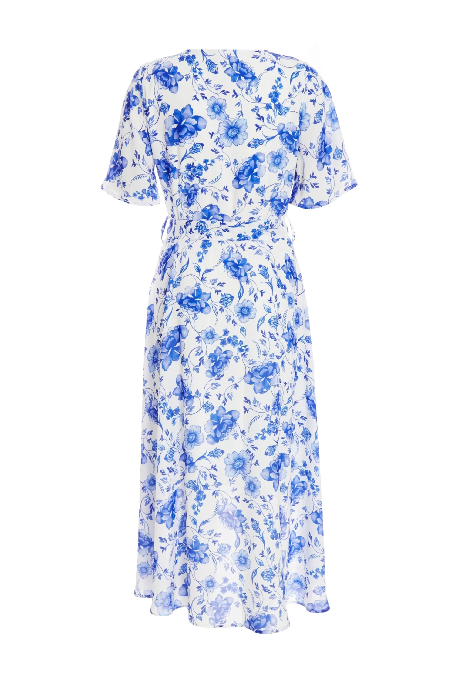White Floral Wrap Dip Hem Midi Dress 5 White Floral Wrap Dip Hem Midi Dress - Image 5