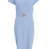 Light Blue Cap Sleeve Midi Dress