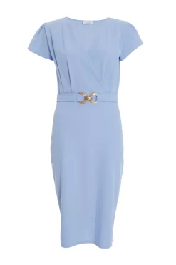 Light Blue Cap Sleeve Midi Dress