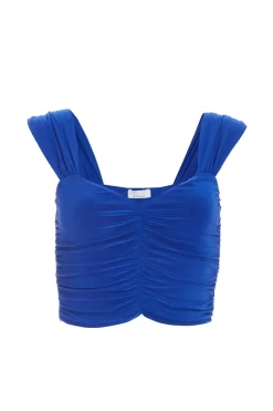 Royal Blue Ruched Crop Top
