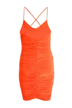 Orange Ruched Bodycon Mini Dress 10 Orange Ruched Bodycon Mini Dress -Women Clothing Sale 00100038273 ZB scaled