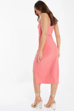 Coral Wrap Split Midi Dress 8 Coral Wrap Split Midi Dress -Women Clothing Sale 00100038288 XB scaled