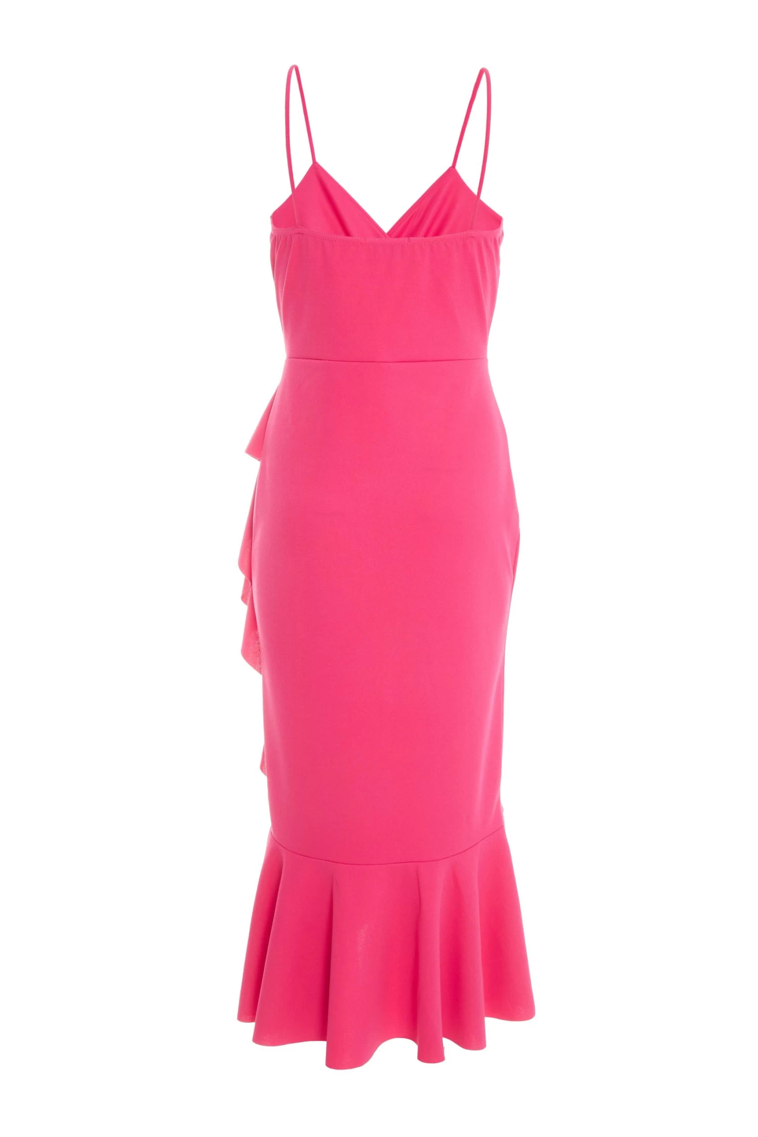Pink Frill Hem Midi Dress 5 Pink Frill Hem Midi Dress - Image 5