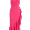 Pink Frill Hem Midi Dress