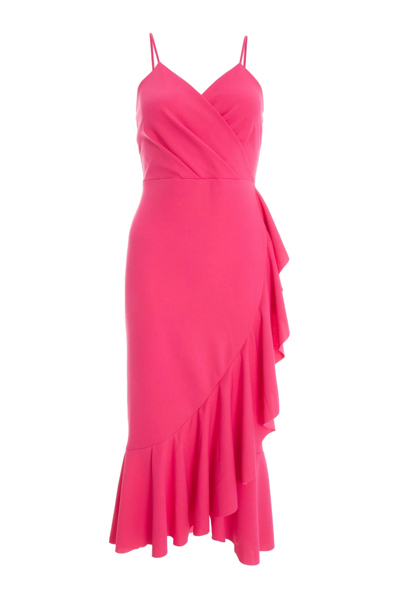 Pink Frill Hem Midi Dress 1 Pink Frill Hem Midi Dress