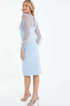 Light Blue Mesh Midi Dress -Women Clothing Sale 00100038320 XB scaled