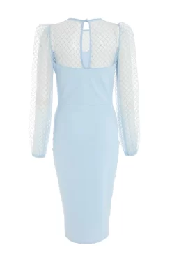 Light Blue Mesh Midi Dress -Women Clothing Sale 00100038320 ZB scaled