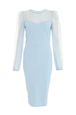 Light Blue Mesh Midi Dress