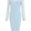 Light Blue Mesh Midi Dress
