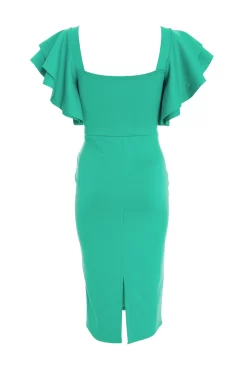 Green Frill Midi Dress -Women Clothing Sale 00100038343 ZB scaled