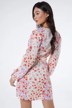 Multicoloured Floral Wrap Tie Mini Dress 8 Multicoloured Floral Wrap Tie Mini Dress -Women Clothing Sale 00100038348 XB