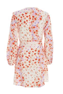 Multicoloured Floral Wrap Tie Mini Dress 10 Multicoloured Floral Wrap Tie Mini Dress -Women Clothing Sale 00100038348 ZB
