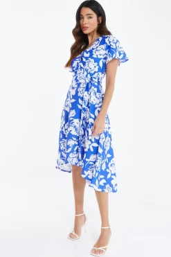 Blue Floral Wrap Dip Hem Midi Dress 9 Blue Floral Wrap Dip Hem Midi Dress -Women Clothing Sale 00100038358 XS scaled