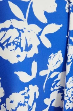 Blue Floral Wrap Dip Hem Midi Dress 11 Blue Floral Wrap Dip Hem Midi Dress -Women Clothing Sale 00100038358 ZS