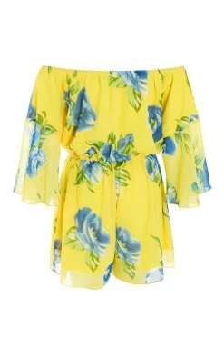 Yellow Floral Bardot Playsuit