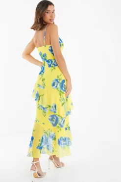 Yellow Floral Midaxi Dress -Women Clothing Sale 00100038367 XB scaled