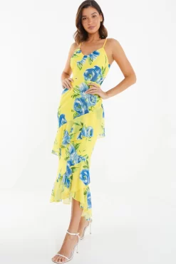 Yellow Floral Midaxi Dress -Women Clothing Sale 00100038367 XS scaled