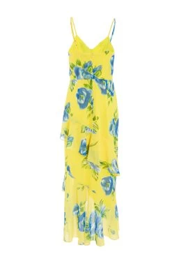 Yellow Floral Midaxi Dress -Women Clothing Sale 00100038367 ZB