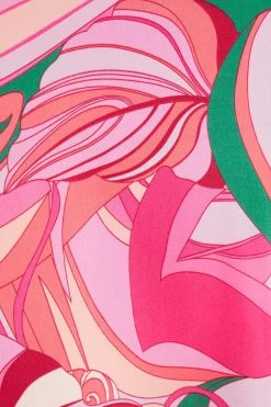 Pink Scarf Print Frill Midi Dress 11 Pink Scarf Print Frill Midi Dress -Women Clothing Sale 00100038368 ZS