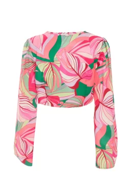 Pink Scarf Print Top -Women Clothing Sale 00100038369 ZB scaled