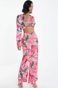Pink Scarf Print Palazzo Trousers -Women Clothing Sale 00100038370 XS scaled