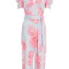Blue Floral Wrap Culotte Jumpsuit