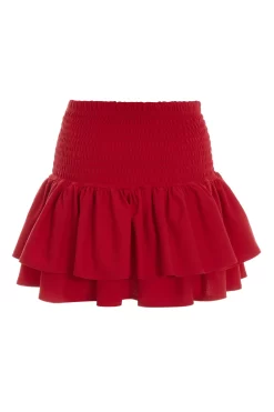 Red Ruched Frill Mini Skirt -Women Clothing Sale 00100038420 ZB scaled