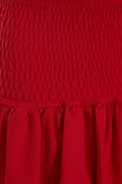 Red Ruched Frill Mini Skirt -Women Clothing Sale 00100038420 ZS scaled