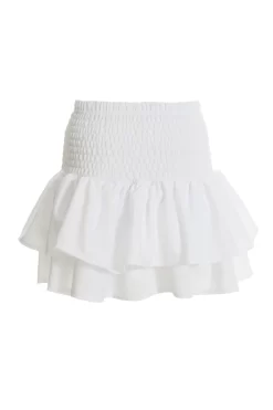 White Ruched Frill Mini Skirt -Women Clothing Sale 00100038421 ZB scaled