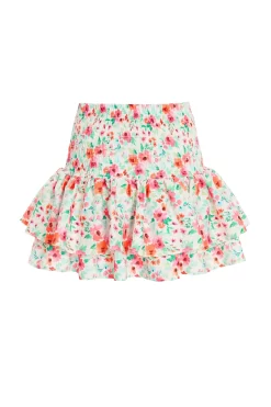 White Ditsy Floral Ruched Mini Skirt 10 White Ditsy Floral Ruched Mini Skirt -Women Clothing Sale 00100038422 ZB scaled